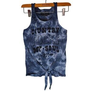 Denizen By Levi's Tie Dye County Quote Print Tie Front Tank